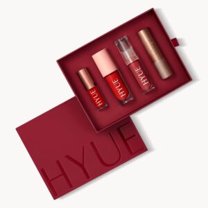 HYUE Code Red Lip Kit - Liquid & Velvette Matte Lipsticks, Lip Tint, Lip Plumper | 16.4 ml | Long-Wear Soft-Matte Finish | with Jojoba, Almond & Indian Gooseberry Extract | Makeup Set